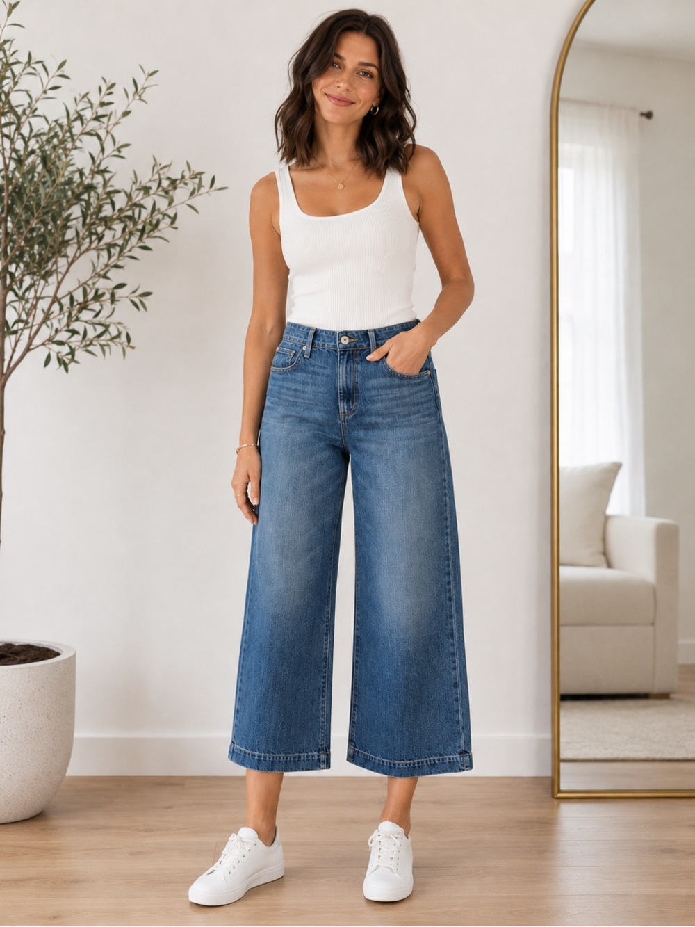 Lucky Brand Women’s Size 28/6 Wide Leg Crop Jeans Medium Wash 90s Y2K Denim
